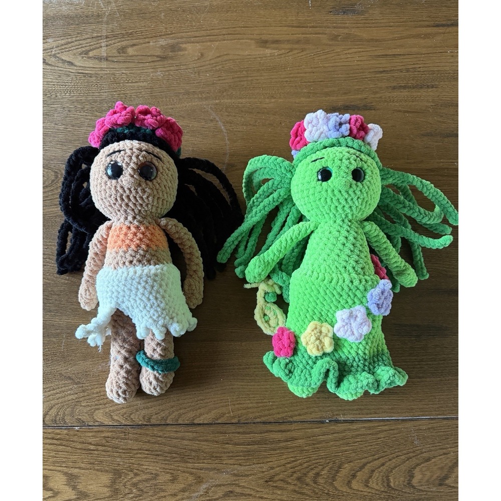 Handmade Crochet Moana & Te Fiti Doll Set 12" Plush Disney Toys